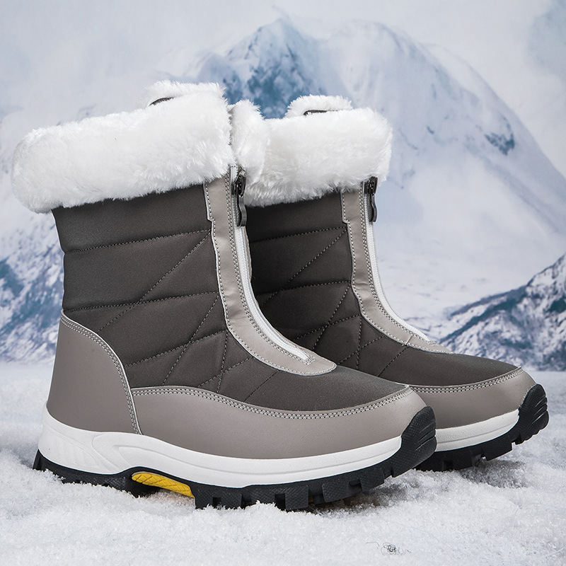 Botas de nieve al aire libre para mujeres más zapatos de algodón grueso de velcro de invierno 2024 nuevo tipo con cremallera de suela gruesa calentadora de algodón