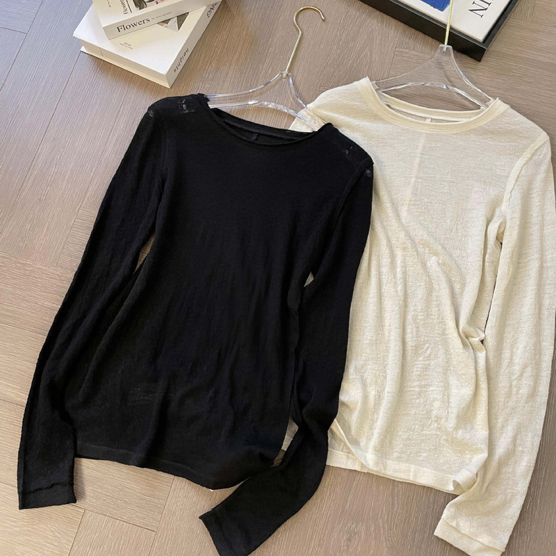 100 Jacquard Wool One-Piece Cut Bottoming Shirt! ! Expensive Material! Slim Fit and Good-Looking T-Shirt, Hot Product