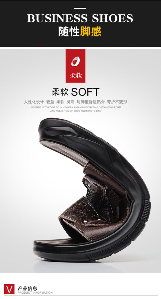 Dép sandal nam da bò lớp đầu đế dày kiểu hở ngón đi biển — Màu nâu, màu đen chi tiết 7
