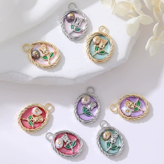 厂家直销 14K 金玫瑰花吊坠 新中式巴洛克珍珠 DIY 项链配件批发