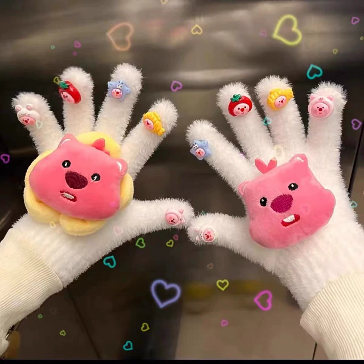 Зимние мультяшные тёплые перчатки, для DIY