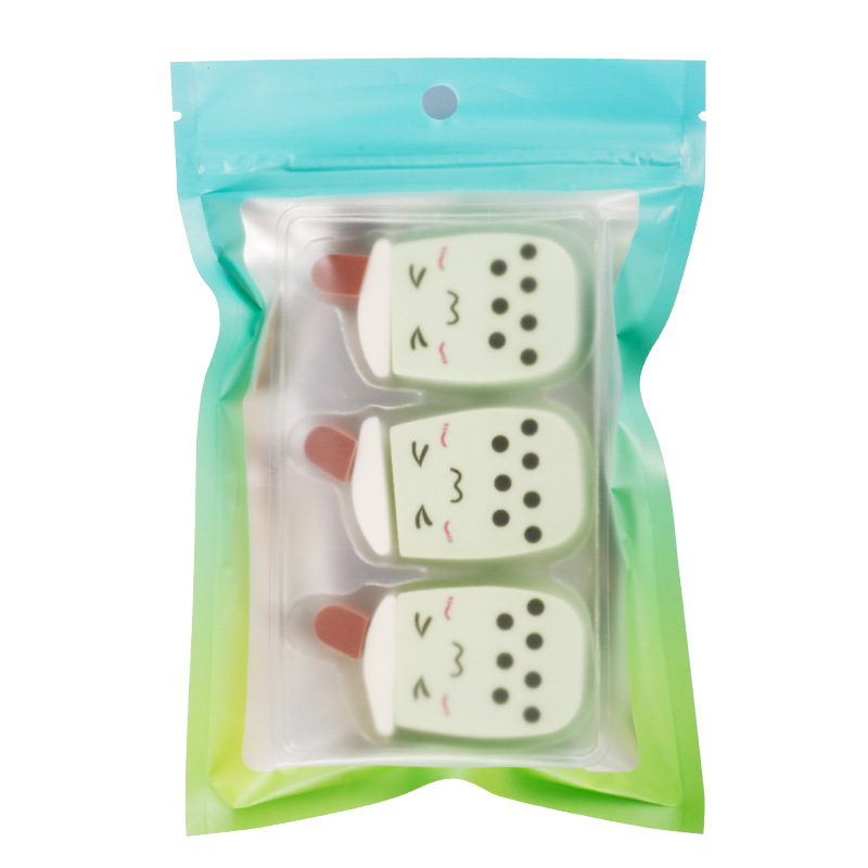 Nuevo creativo suave lindo leche taza de té polvo puff lindo perla leche taza de té húmedo y seco no látex polvo puff venta al por mayor