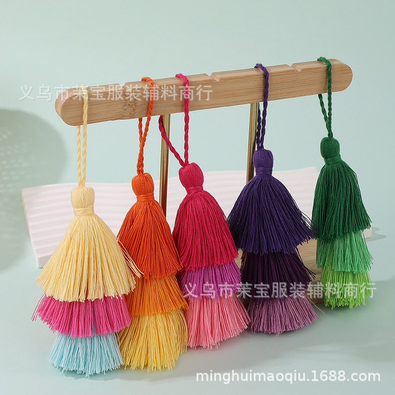 in stock Mixed Color Three-layer Tassel Diy Handmade Accessories Creative Polyester Cotton Tassel Pendant Clothing Luggage Hanging Tassel in stock Mixed Color Three-layer Tassel Diy Handmade Accessories Creative Polyester Cotton Tassel Pendant Clothing Luggage Hanging Tassel