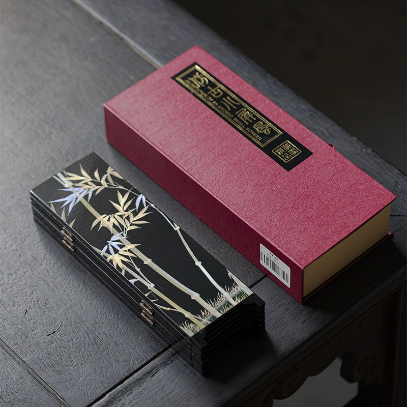 Double-Sided Mini Folding Screen Ornament, Lacquer Tea-Table Décor, Chinese Style Gift Box