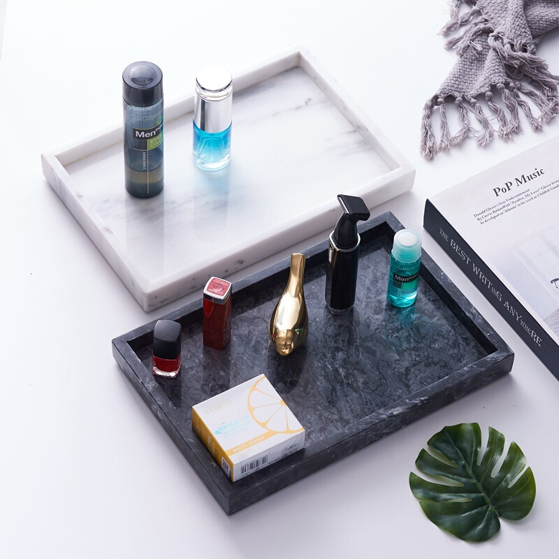 Black and white gray marble tray stone tray cosmetics toiletries storage tray Jewelry earrings perfume bottle Black and white gray marble tray stone tray cosmetics toiletries storage tray Jewelry earrings perfume bottle