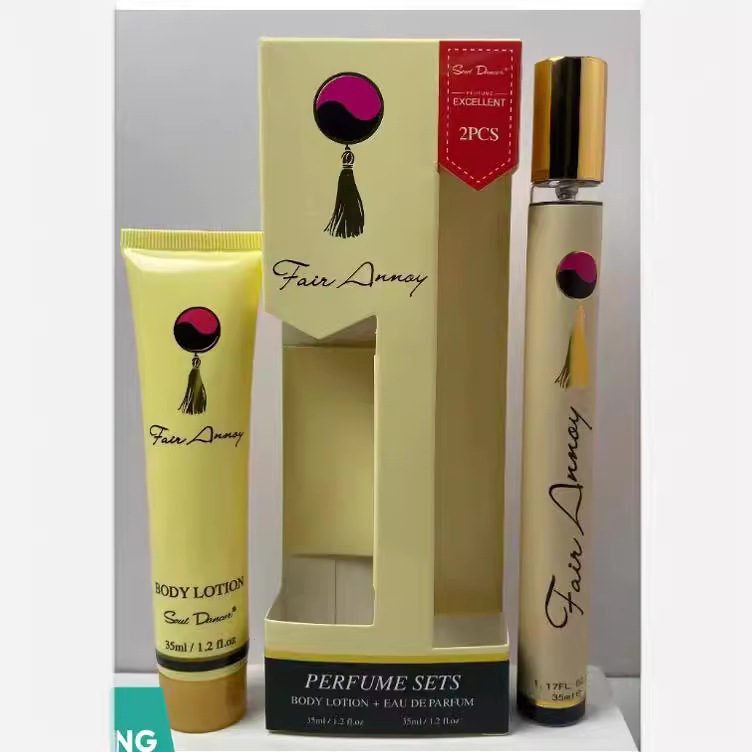 亚马逊爆款试管香水35ml身体乳两件套套装东南亚热销女士套盒香水
