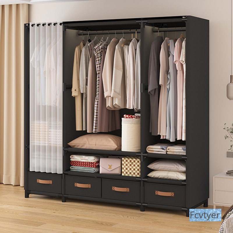 Dream Sail Assembled Ready-Made Wardrobe Simple Wardrobe for Rental Housing New Model for Home Use Japanese-Style Bedroom One Piece Gold