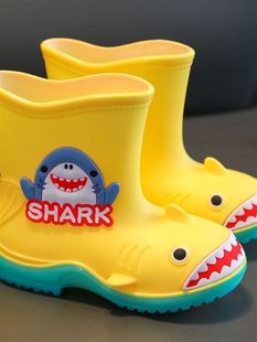 Thick-soled shark children's rain shoes boy's water shoes non-slip waterproof rain boots children's small and medium-sized children's baby kindergarten rubber shoes