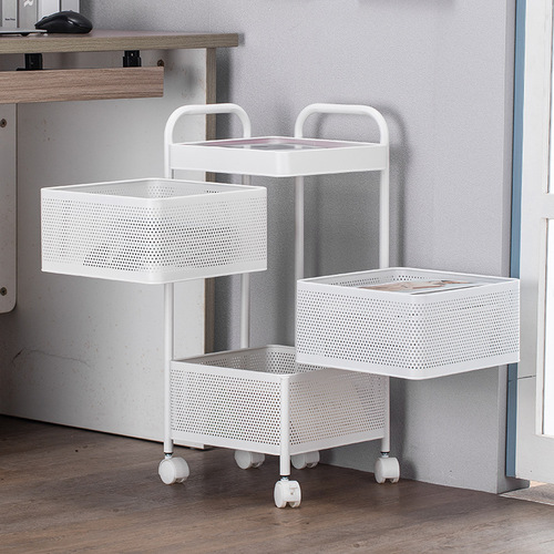 Kitchen vegetable rotating shelf, floor-standing multi-layer square household vegetable basket fruit and vegetable storage rack factory