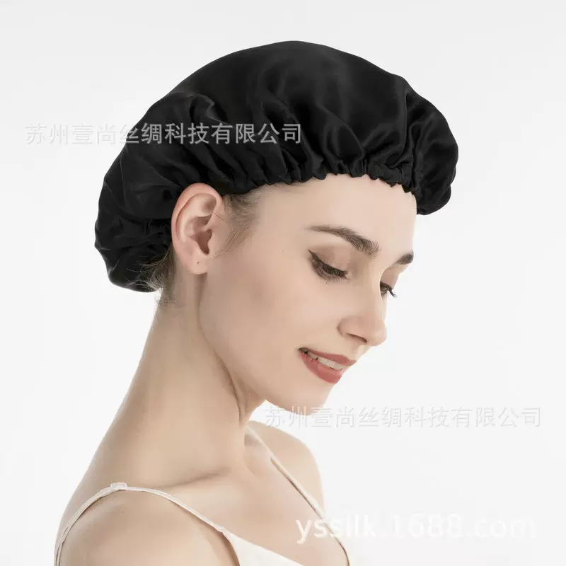 新款真丝睡帽成人帽丝绸橡皮筋松紧桑蚕丝简约包边素色护发月子帽