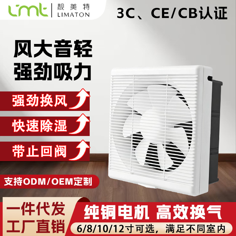 Suministro directo de fábrica ventilador de escape de baño ventilador de cocina doméstica de 10 pulgadas ventilador de escape de persiana de inodoro con Red