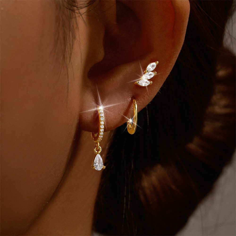 5g Weight 925 Sterling Silver Ear Needle Material December Birthstone Turquoise, Zircon Inlay Material Earrings Classification 3 Pieces Set Quantity Holiday, Daily Occasion 925 Sterling Silver Material Geometric Pattern Women's Gender Plating, Inlay Design Simple Style Style 3 Pieces Set 925 Sterling Silver Turquoise Zircon Geometric Earrings 68