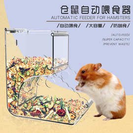透明亚克力仓鼠喂食盒可固定松鼠刺猬豚鼠食盆防翻仓鼠自动喂食器