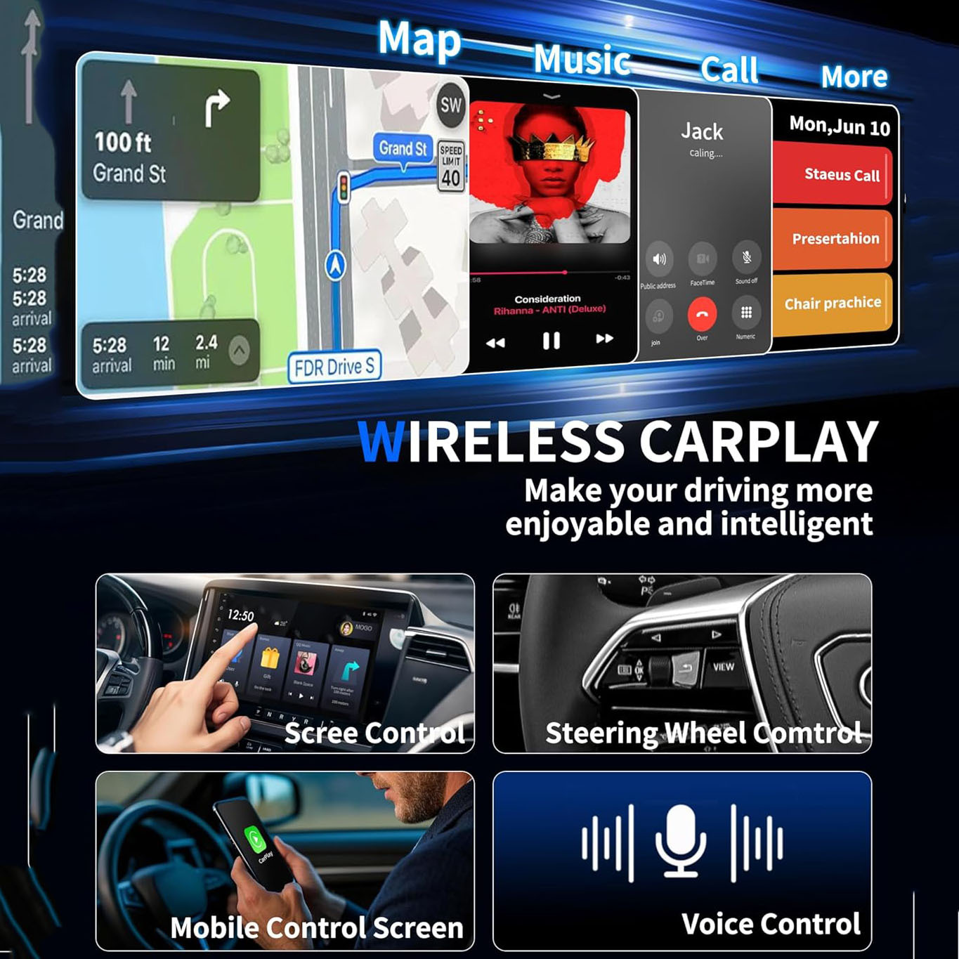 Low-Latency Wireless Carplay Box, Wired Conversion Upgrade, Cross-Border Apple Android Auto Connectivity Device