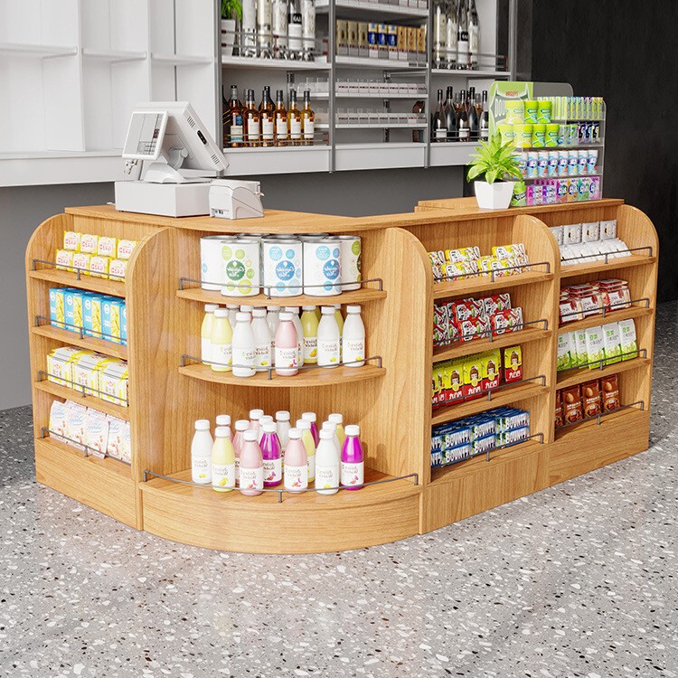 Supermarket Corner Reception Counter, Mother-And-Baby Store, Shop Counter, Small Shop Cash Register Combination, Wooden Cabinet, Office Desk, Commercial Use