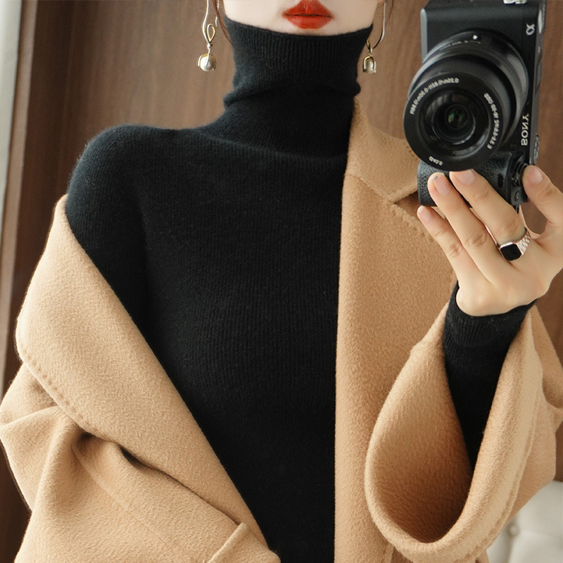 Fashionable Western style with overcoat inner turtleneck sweater slim fit slimming fashionable pile collar bottoming shirt wool sweater Fashionable Western style with overcoat inner turtleneck sweater slim fit slimming fashionable pile collar bottoming shirt wool sweater