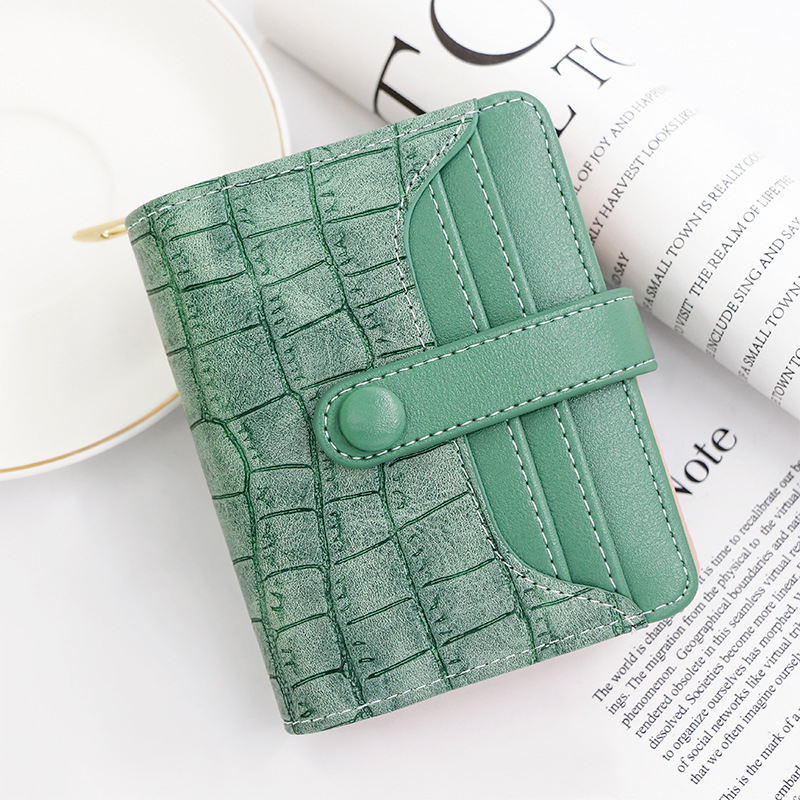 Cocodrilo patrón de las mujeres billetera corta hebilla retro gran capacidad Multi-tarjeta de posición piedra patrón monedero bolso de identificación