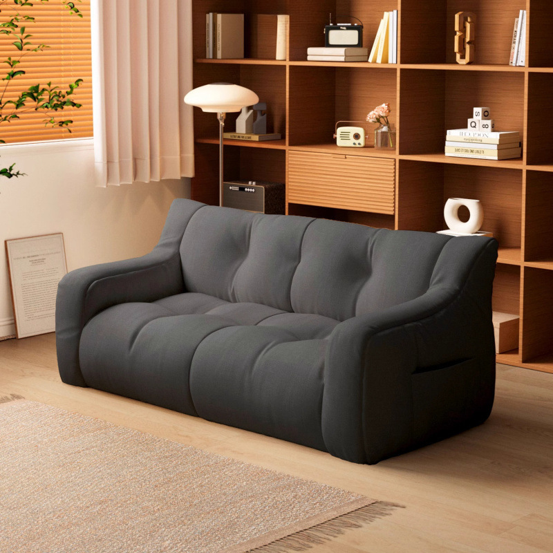 Fabric Sofa for Small Apartments, Single or Double Straight-Line Small Sofa, Suitable for Lying down or Sleeping, Lazy Person's Rental Room Balcony Recliner