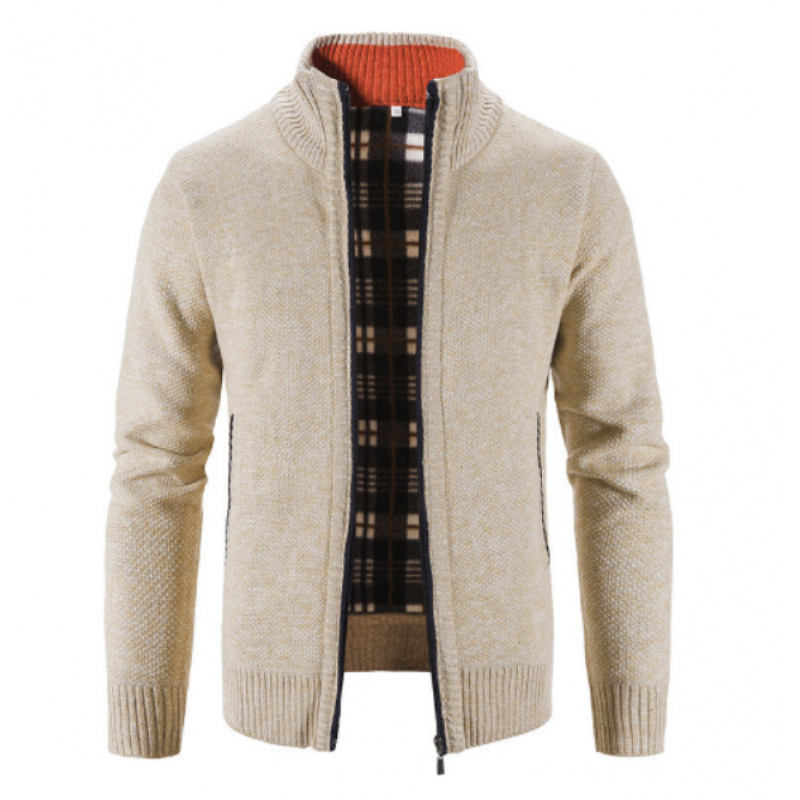 Excluido para una pieza de comercio exterior, cardigan de punto de otoño e invierno para hombres europeos y americanos, suéter grueso casual de gran tamaño con cuello alto abierto