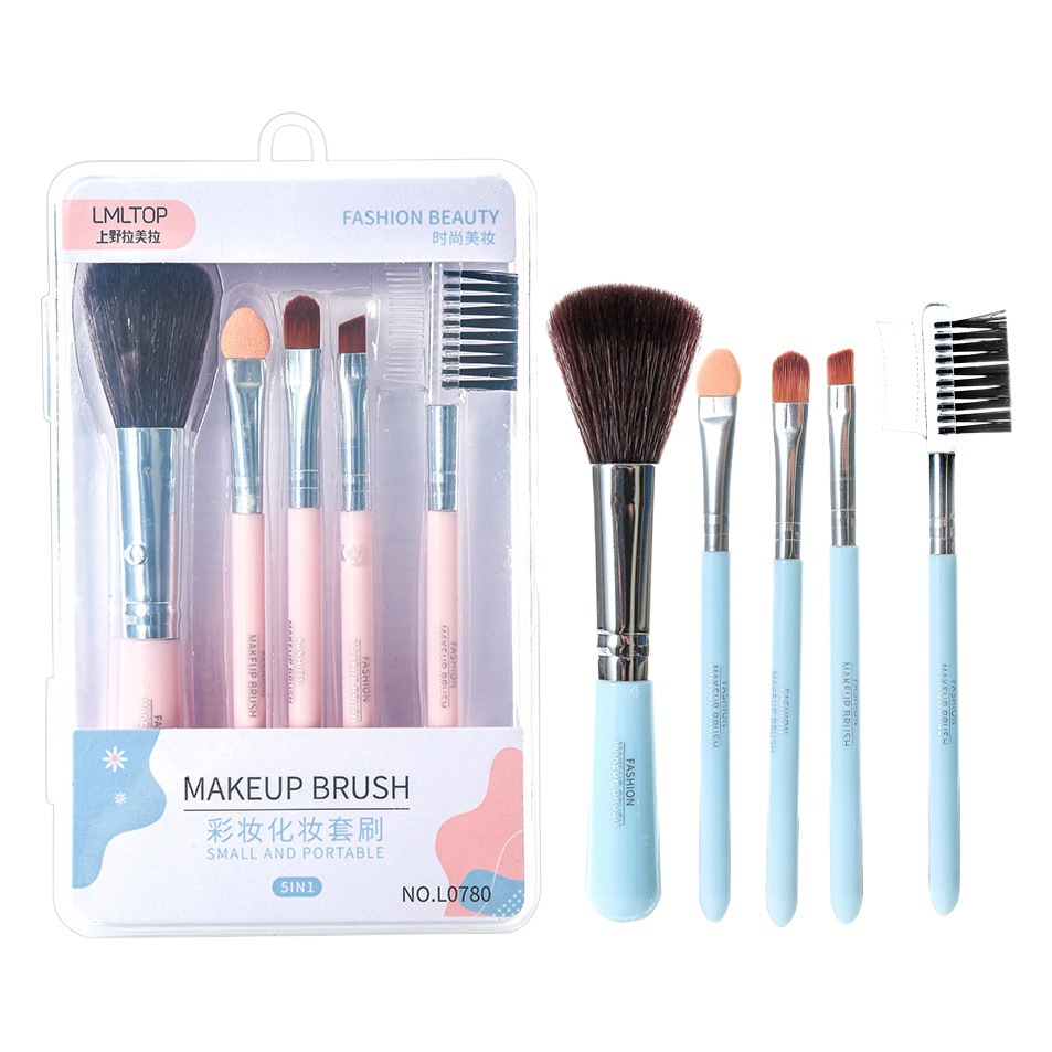 Lmltop 5 maquillaje cepillos traje portátil maquillaje cepillo conjunto belleza maquillaje herramientas l0780