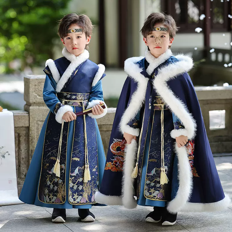 儿童男孩秋冬少爷唐装男童汉服拜年服冬装中国风古装新年过年衣服