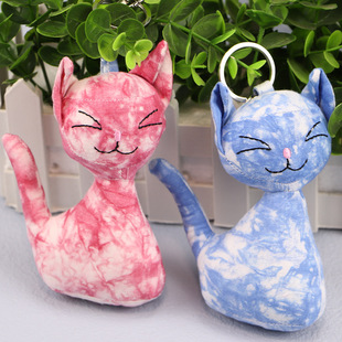 Wholesale Yunnan Bai Special Tie Dye Blue Dye Blue Dye Fabric Animal Tie Dye Ornaments Cat Decorations Keychain