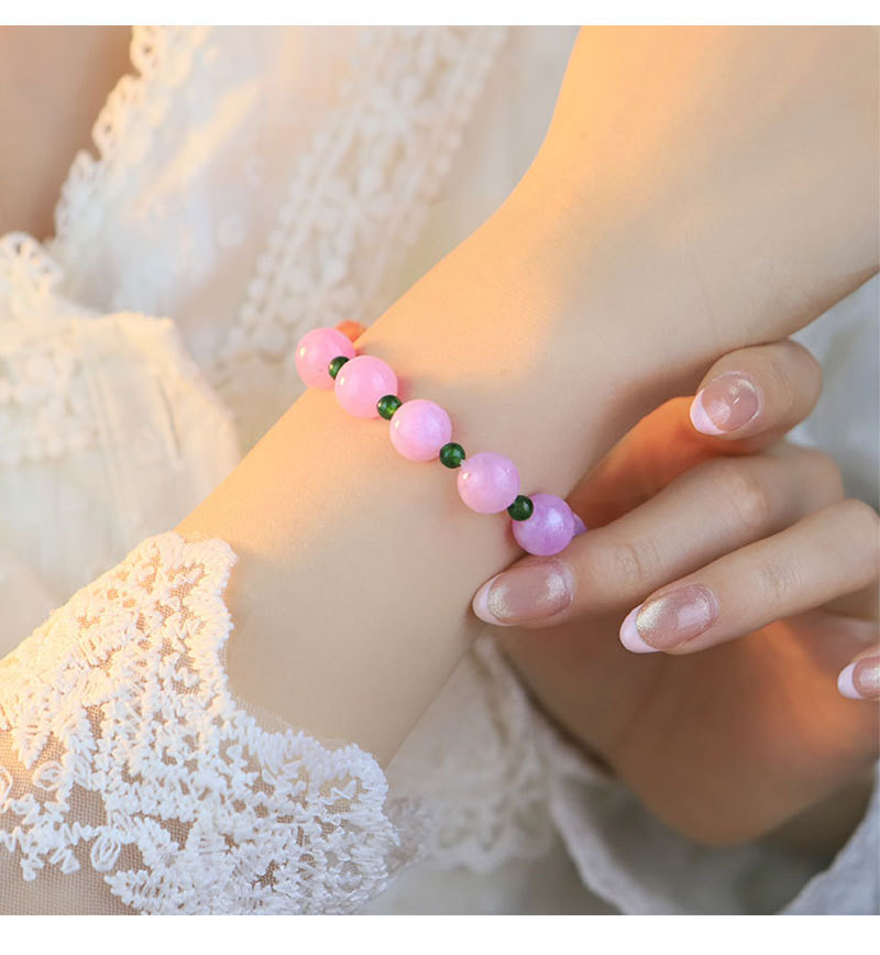 Hecho a mano de púrpura de piedra natural de doble color pulsera nueva exquisita estilo chino versátil pulsera de alta sensación de cuentas joyas diy