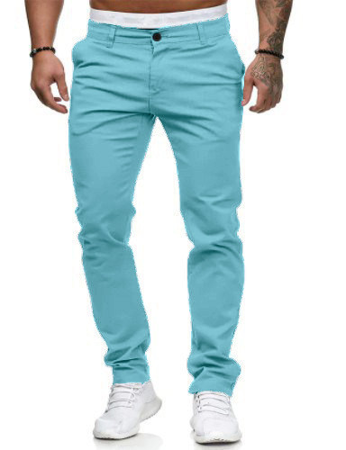 Suministro transfronterizo Comercio exterior otoño nuevos pantalones casuales de los hombres europeos y americanos de estilo delgado de los hombres pantalones casuales de color sólido al por mayor