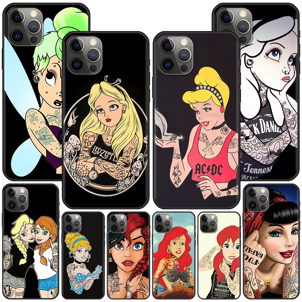 Applicable Phone Case Tattoo Girl Princess Bag Apple iPhone 14 11 7 SE 2020 8 X XS 13