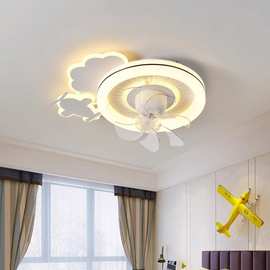 卧室风扇灯智能语音吸顶灯现代简约儿童房电扇灯摇头一体吊扇灯具