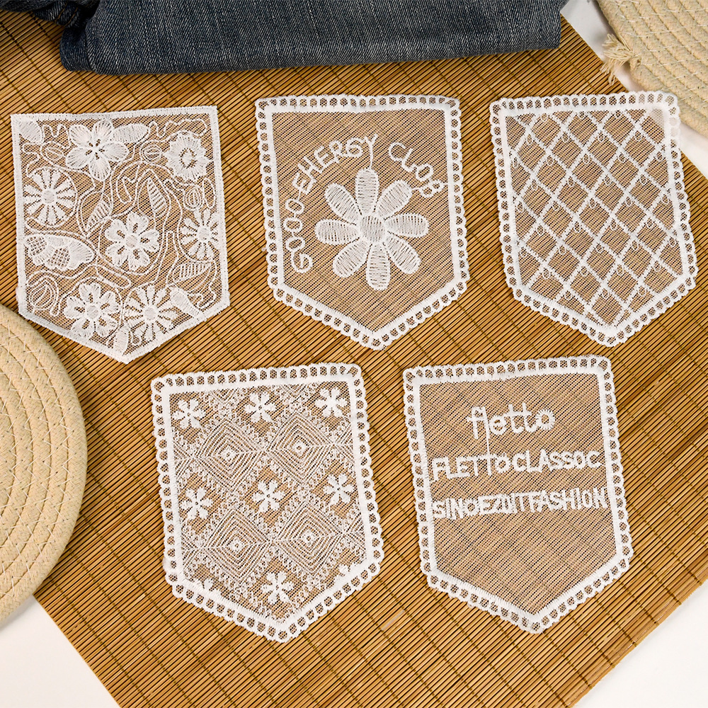 网纱刺绣蕾丝口袋布贴牛奶丝水溶花边DIY手工服装辅料洛丽塔风