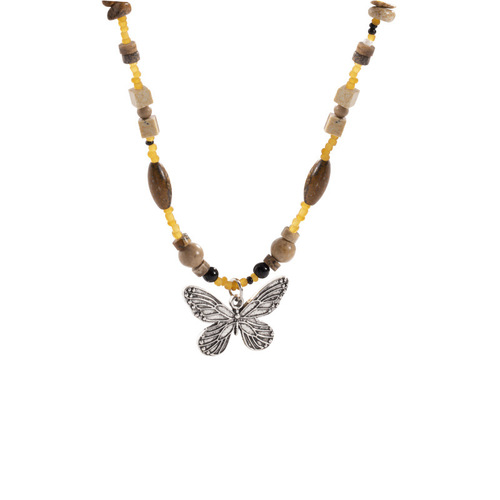 Bohemian-style butterfly necklace for women, featuring a new Chinese retro bead sweater vest chain, a niche temperament necklace.