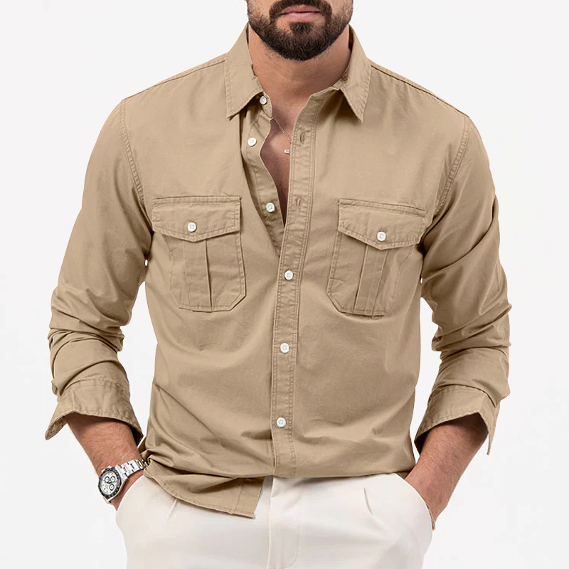 Herren Freizeithemd Aus Reiner Baumwolle Mit Vielen Taschen_voghion.com