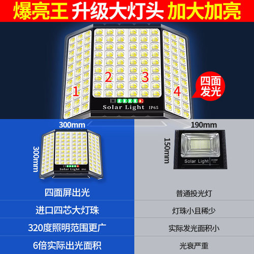 New solar floodlight outdoor waterproof courtyard lighting lamp household indoor split-type high brightness solar light