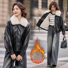 高档绵羊皮皮衣外套女短款2025新款冬季加绒保暖休闲时尚皮皮夹克