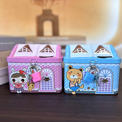 創意房子造型馬口鐵皮存錢罐 彩色小屋零錢罐儲蓄罐金屬鐵藝擺件