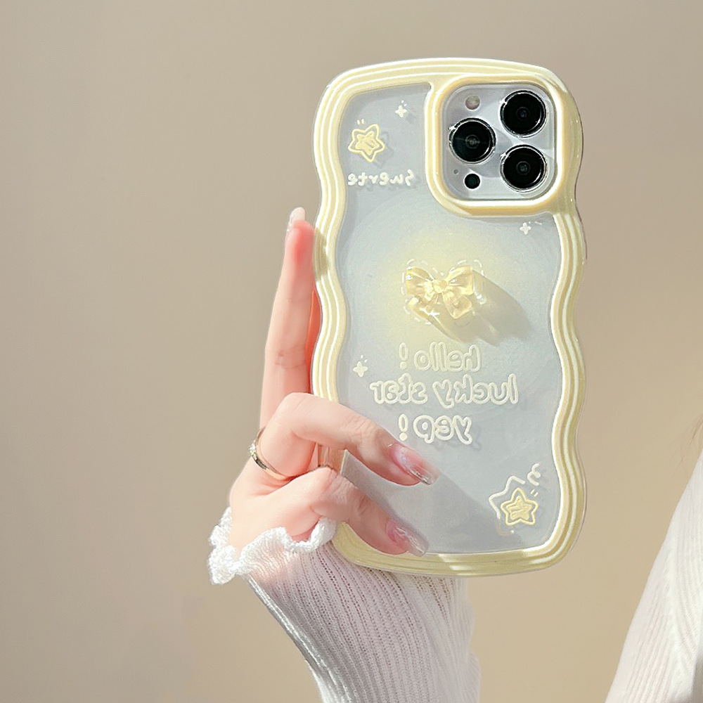 Title 1, 3D Bow Silicone Phone Case With Wavy Border, st...