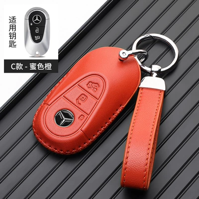 Car key bag | Mercedes-Benz e300l key - mercedes-benz-c-hand-rope-buckle-honey-orange