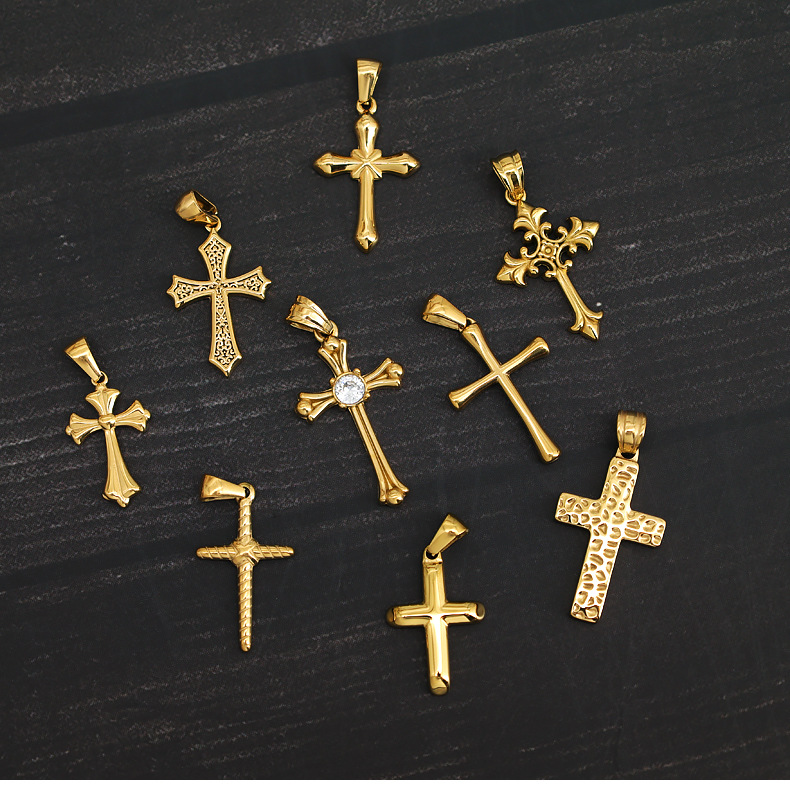 3g Weight Pendant Jewelry Making Type Real Gold Plated Plating Material 1 Piece Quantity Daily Occasion 304 Stainless Steel Material Cross Pattern All Seasons Season Unisex Gender Polished Finish Retro, Classic Style Style Waterproof Non Tarnish Craft 1 Piece 304 Stainless Steel Real Gold Plated Cross Polished Pendant 7
