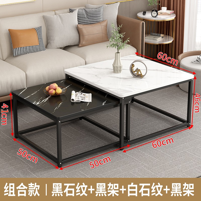 Mesa de café de vidrio nórdico sala de estar creativa red roja redonda traje pequeño apartamento imitación mármol ins mesa de té de hierro