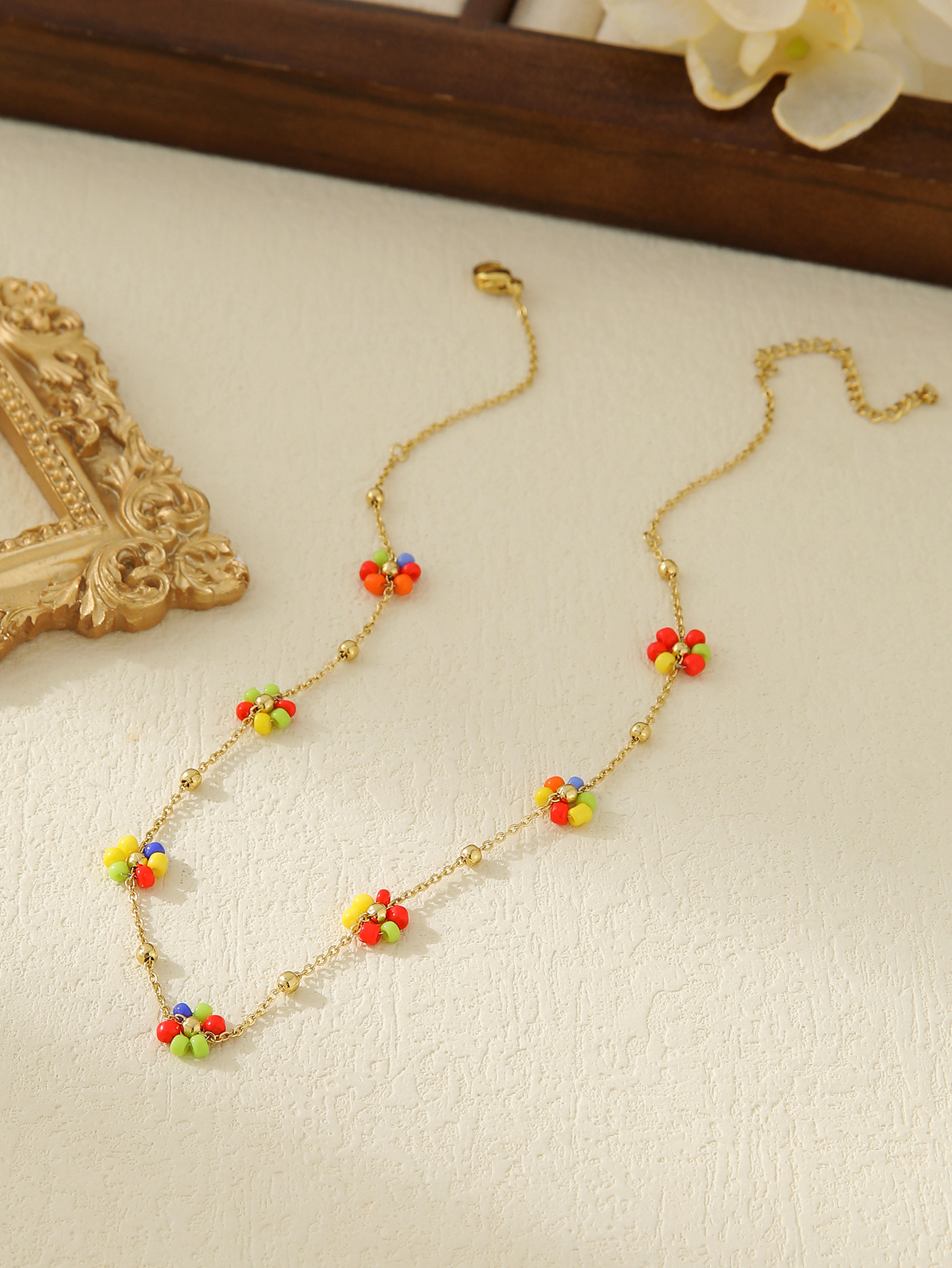 Women's Gender Wholesale Jewelry Simple Style Flower 304 Stainless Steel Plating Necklace Cable Chain