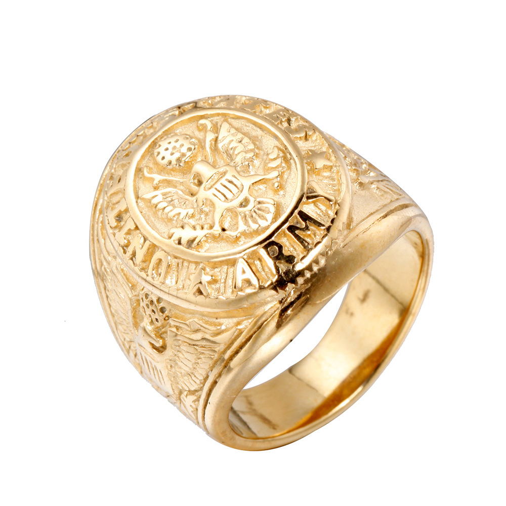 Men'S Gender Plating Design Hip-Hop Geometric Titanium Steel Plating 18K Gold Plated Rhodium Plated Men'S Rings Men Signet Rings