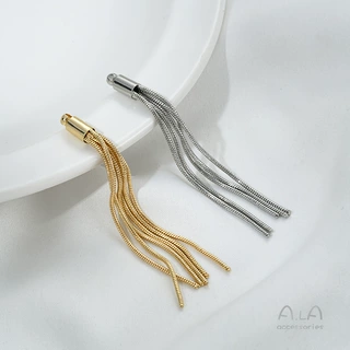 保色14K铜包真金蛇骨链流苏挂件手工diy耳钉饰品材料手作吊坠配件