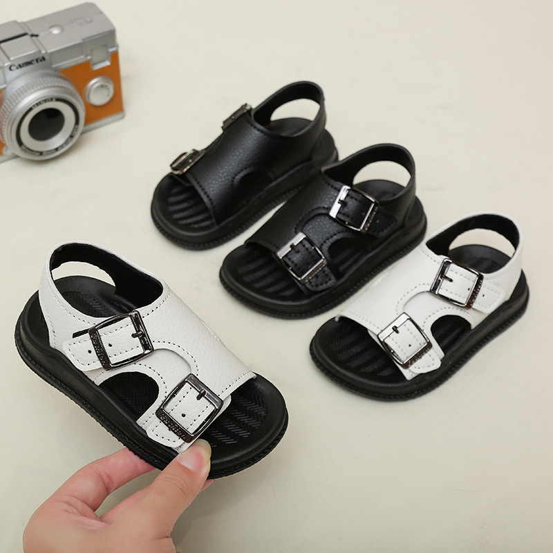 Children's Sandals Cross-Border 2026 Summer New Fashion Outdoor Thick-Soled Solid Color Metal Buckle Open-Toe Casual
