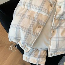 韩版灯芯绒格纹立领加厚棉服女冬2025新款气质保暖休闲慵懒风外套