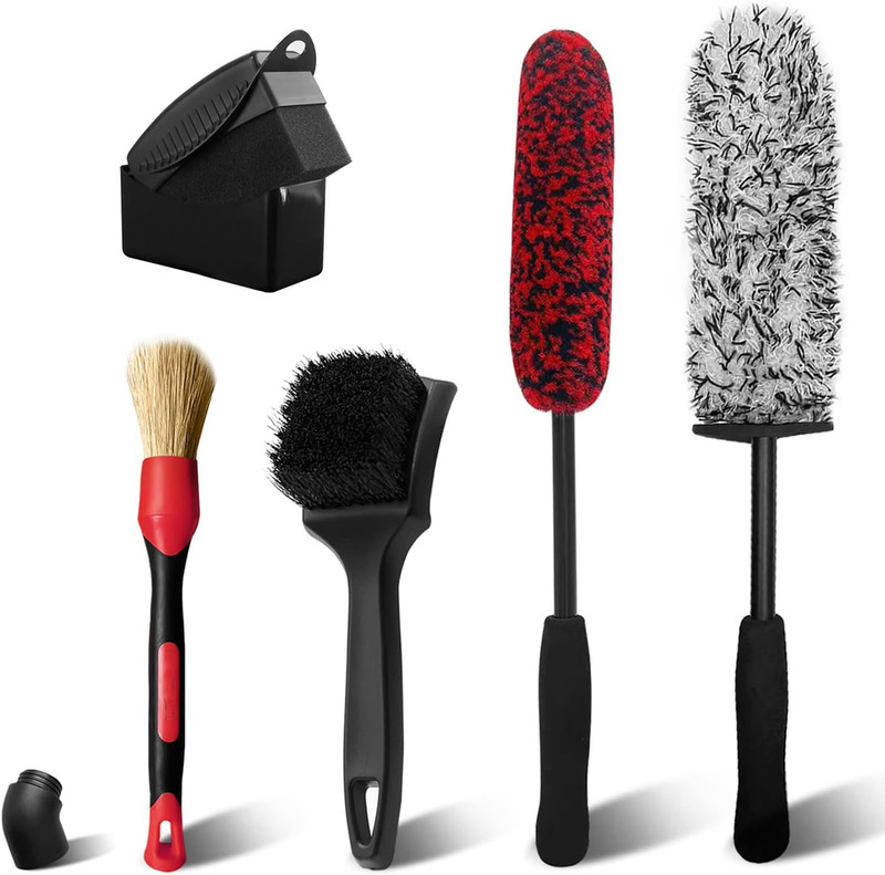 6 PCs set car wheel brush suit scratch-resistant microfiber deep tire cleaning brush detail brush cleaning suit