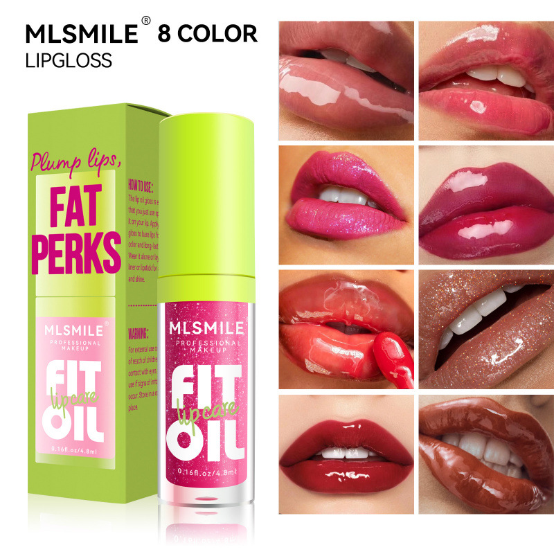 Cross-Border 8-Color Lip Gloss, Lip Oil, Lip Glaze, Long-Lasting Pearlescent Lip Plumping Lip Balm, Transparent Lip Oil Wholesale
