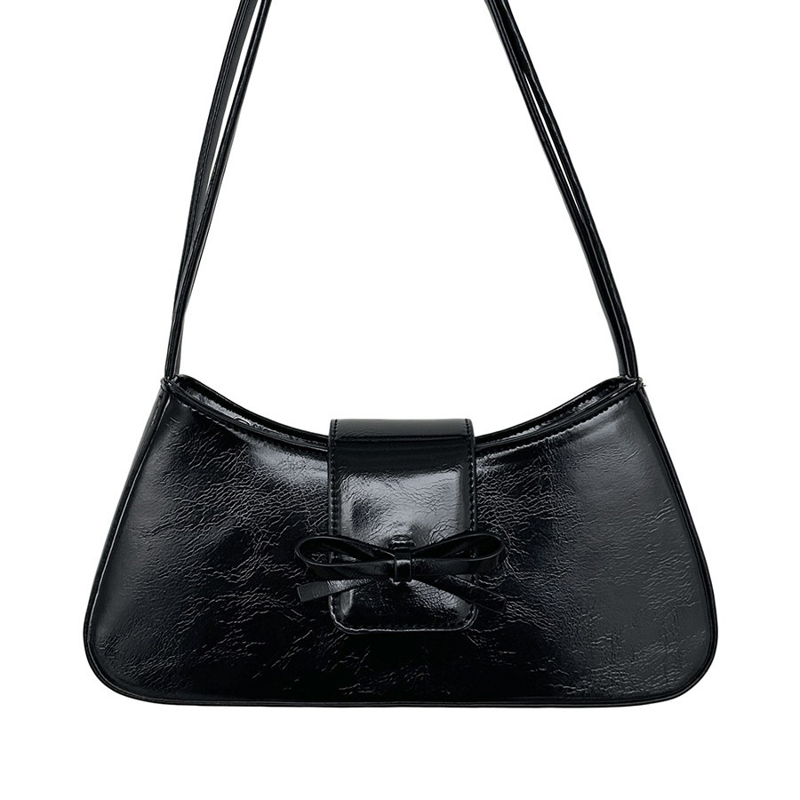 Borsa a tracolla singola rossa da donna 2024, nuova versione coreana, alla moda, minimalista, con fiocco sottobraccio_voghion.com