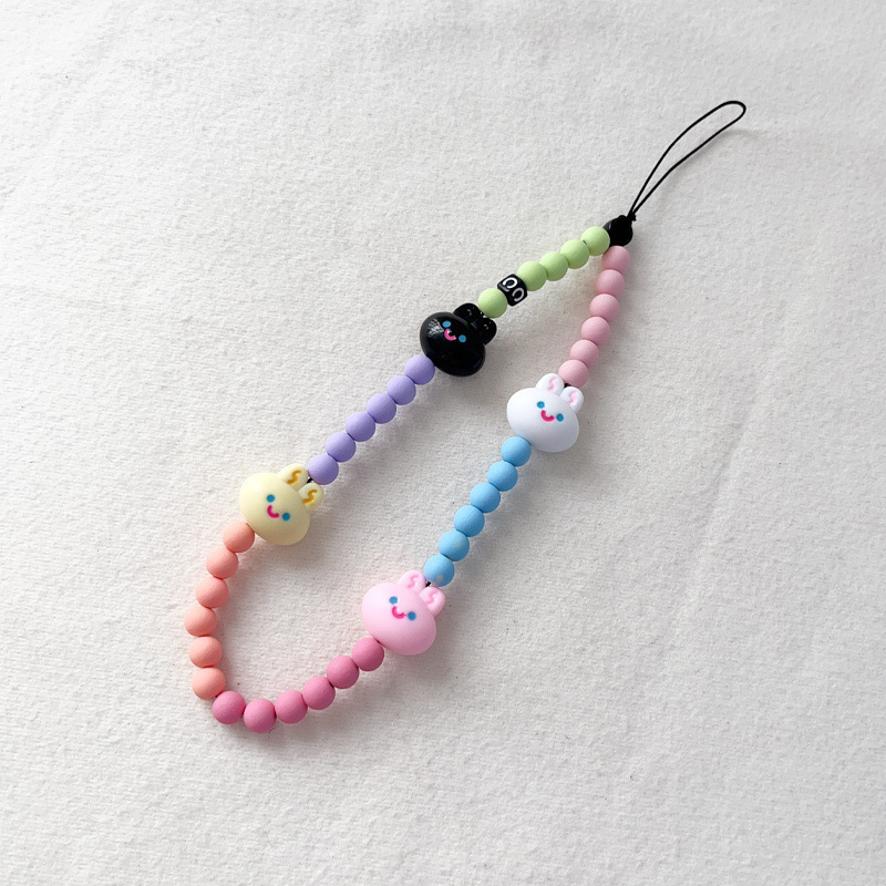 Nuevo colgante de cadena de teléfonos móviles de dibujos animados palomitas de maíz colgante de llavero creativo colgante de bolsas de perlas pintadas a mano