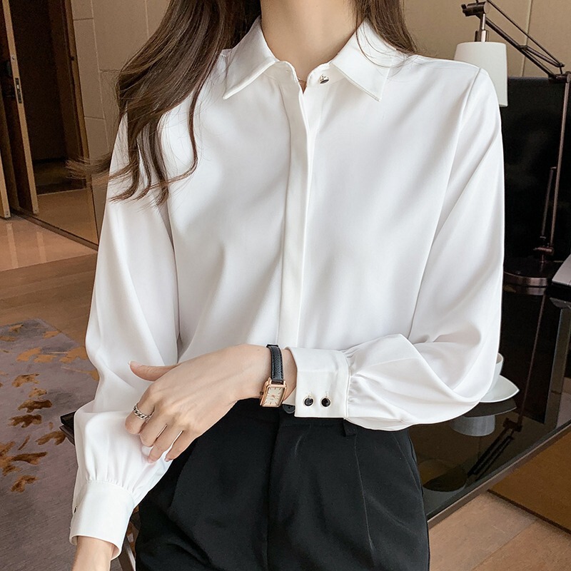 White Shirt Women's Autumn and Winter 2024 New Versatile Loose Slimming Look Work Clothes Professional Shirt Western Style Top